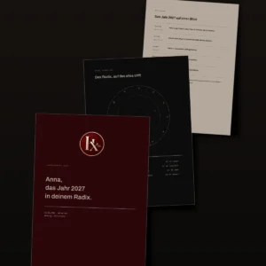 Der Jahresreport als PDF: Titelseite, Radix und Jahresübersicht